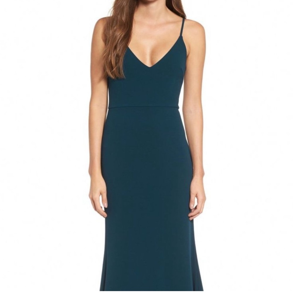 LULU’S EMERALD TRUMPET DRESS